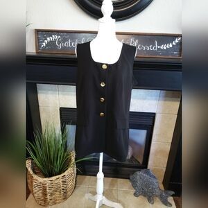 New York & Company Black Vest with Gold Buttons